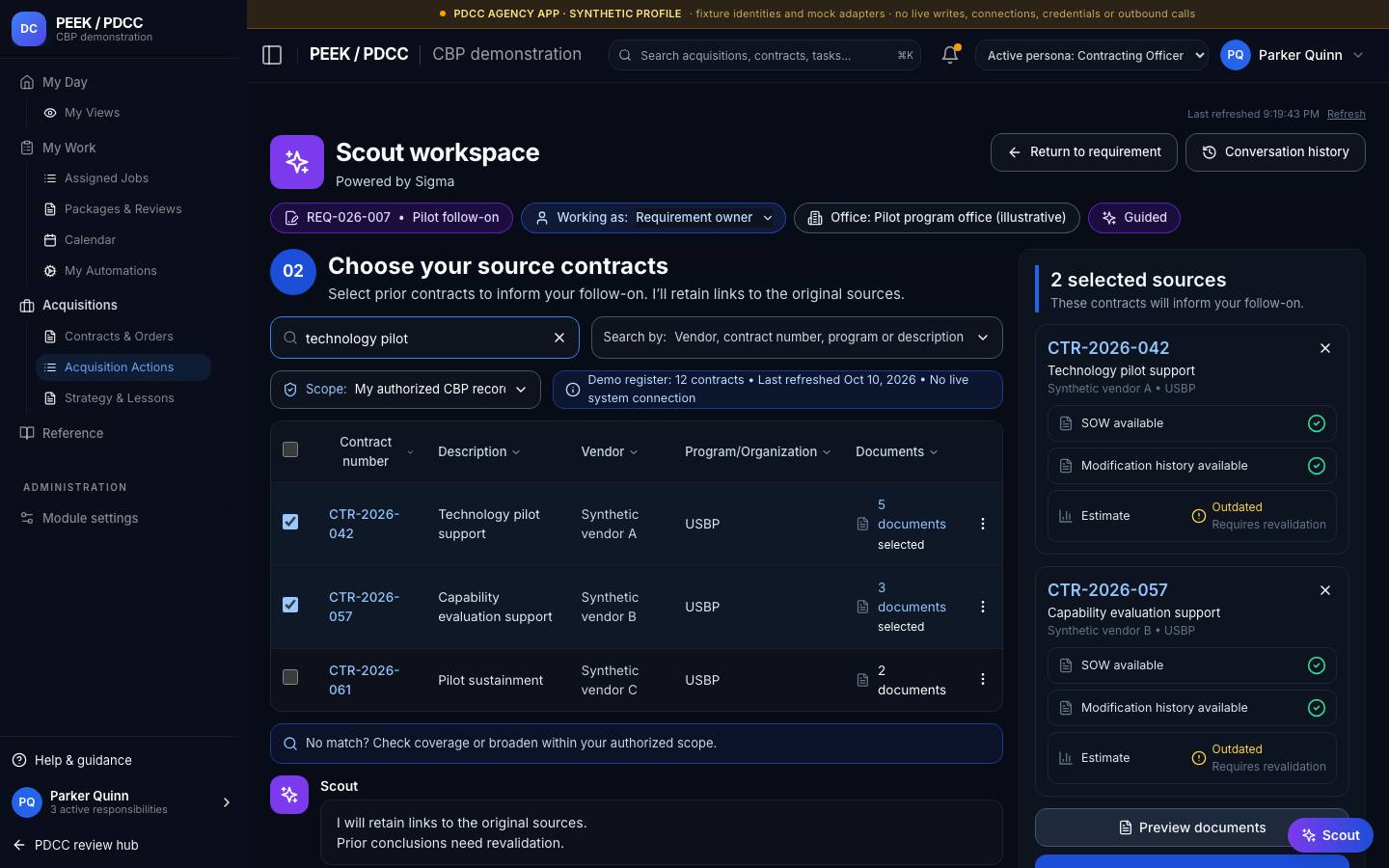 Acquisition Actions: planning workspace — /pdcc/acquisitions/actions?screen=AP02