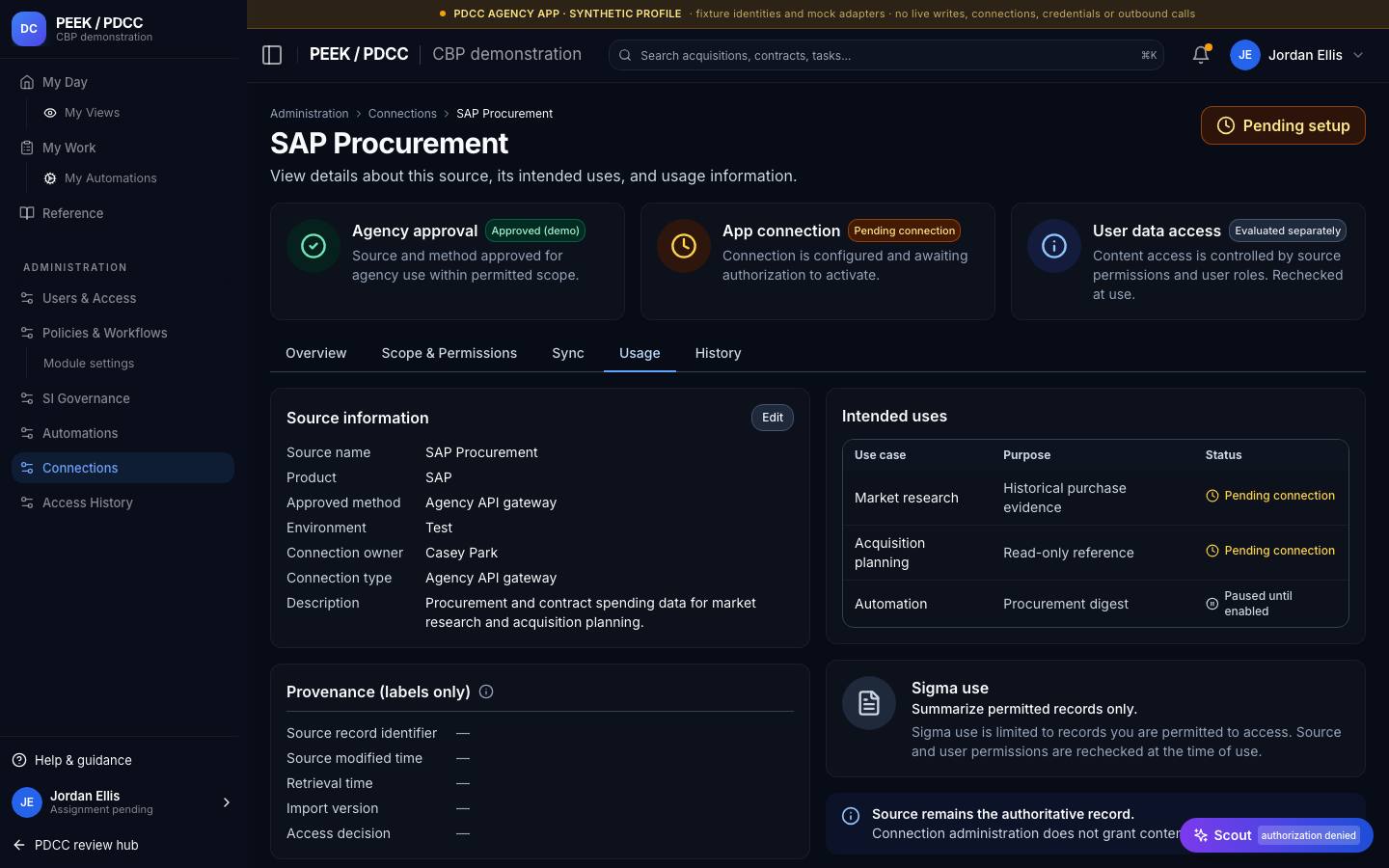 Connections — /pdcc/admin/connections?screen=DC07
