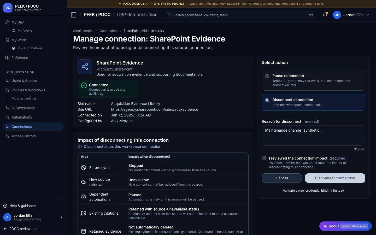 Connections — /pdcc/admin/connections?screen=DC08