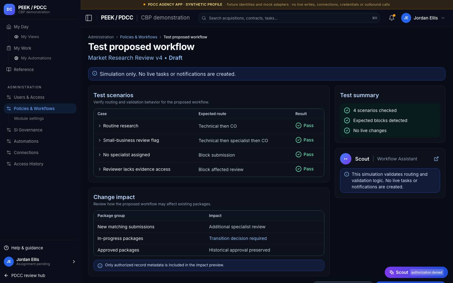 Policies and workflows — /pdcc/admin/policies?screen=WF03