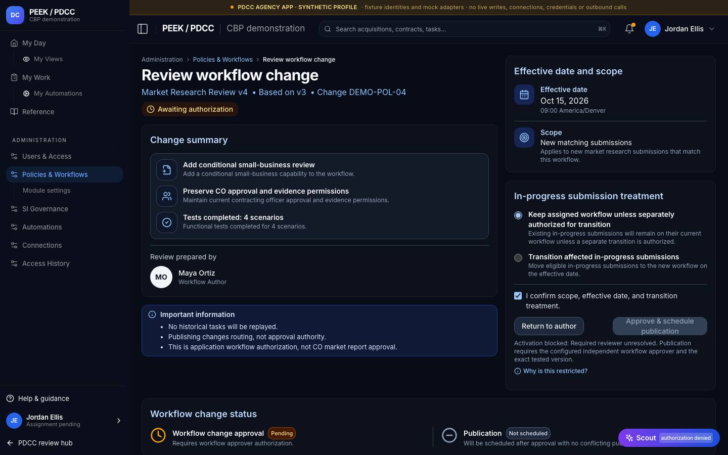 Policies and workflows — /pdcc/admin/policies?screen=WF04