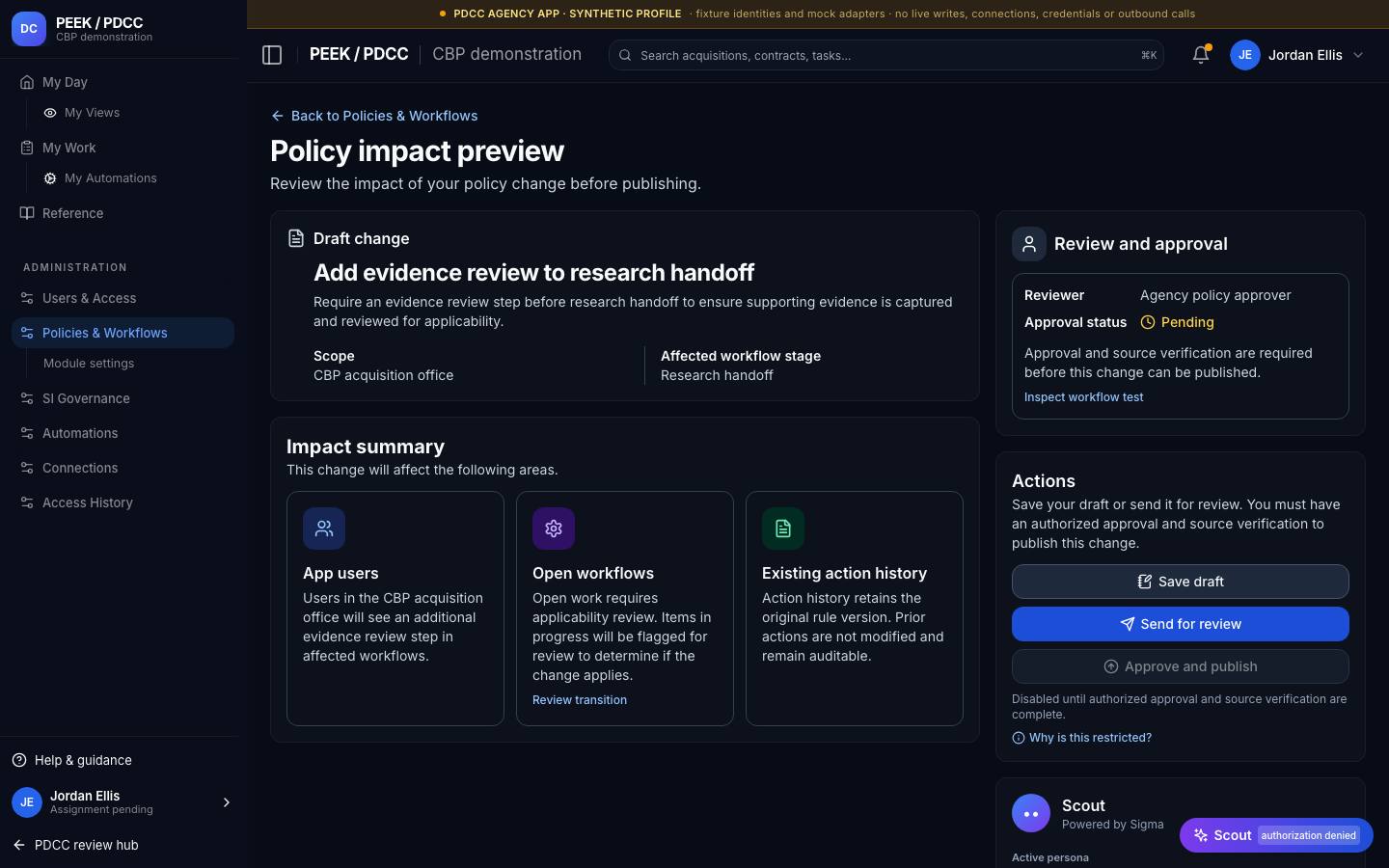 Policy references and restrictions — /pdcc/admin/policies?screen=PO02