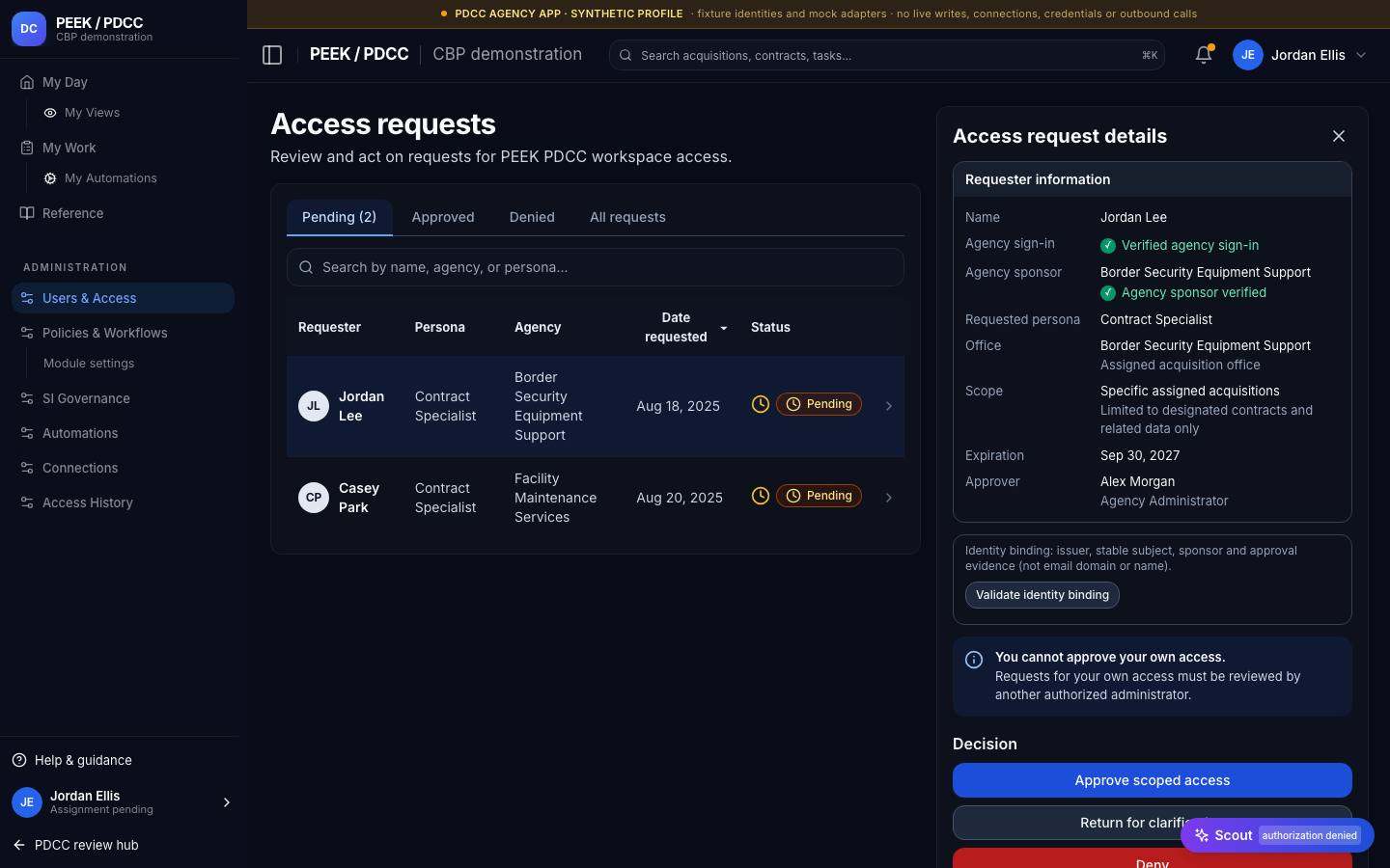 Users and access — /pdcc/admin/users?screen=UA02