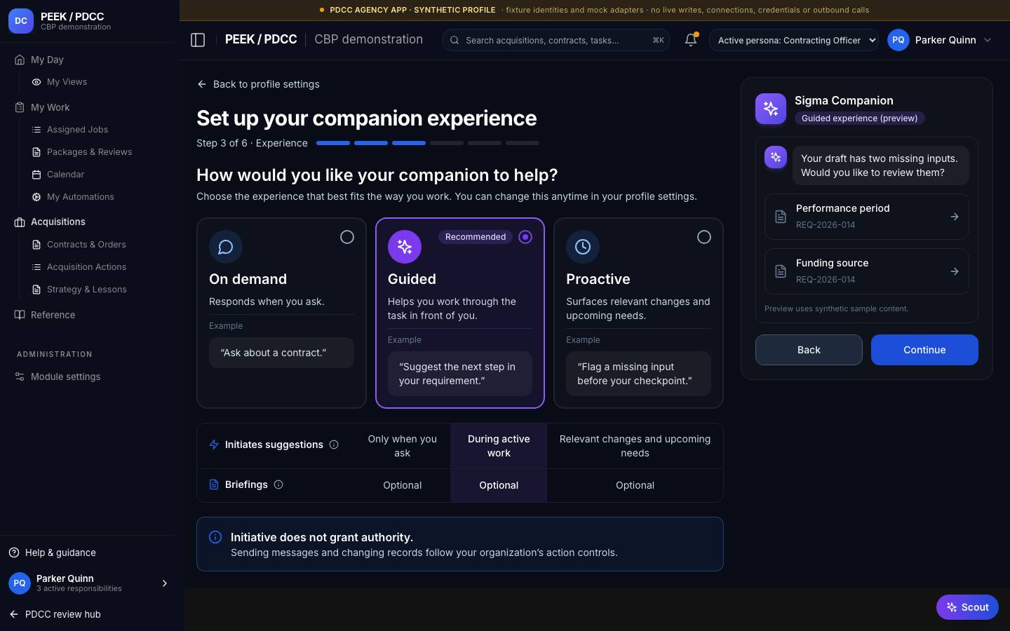 First-use onboarding — /pdcc/account/companion