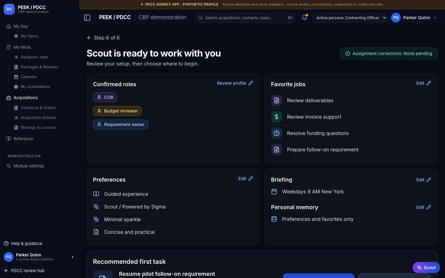 First-use onboarding — /pdcc/account/review