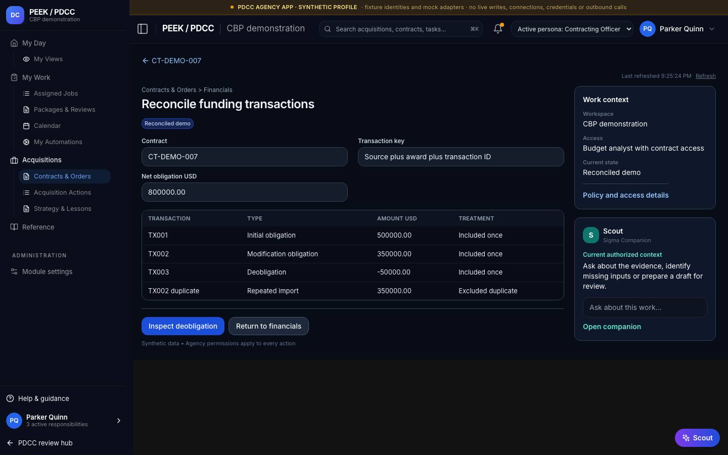 Financial position, transactions and runway — /pdcc/acquisitions/contracts/CT-DEMO-007/transactions