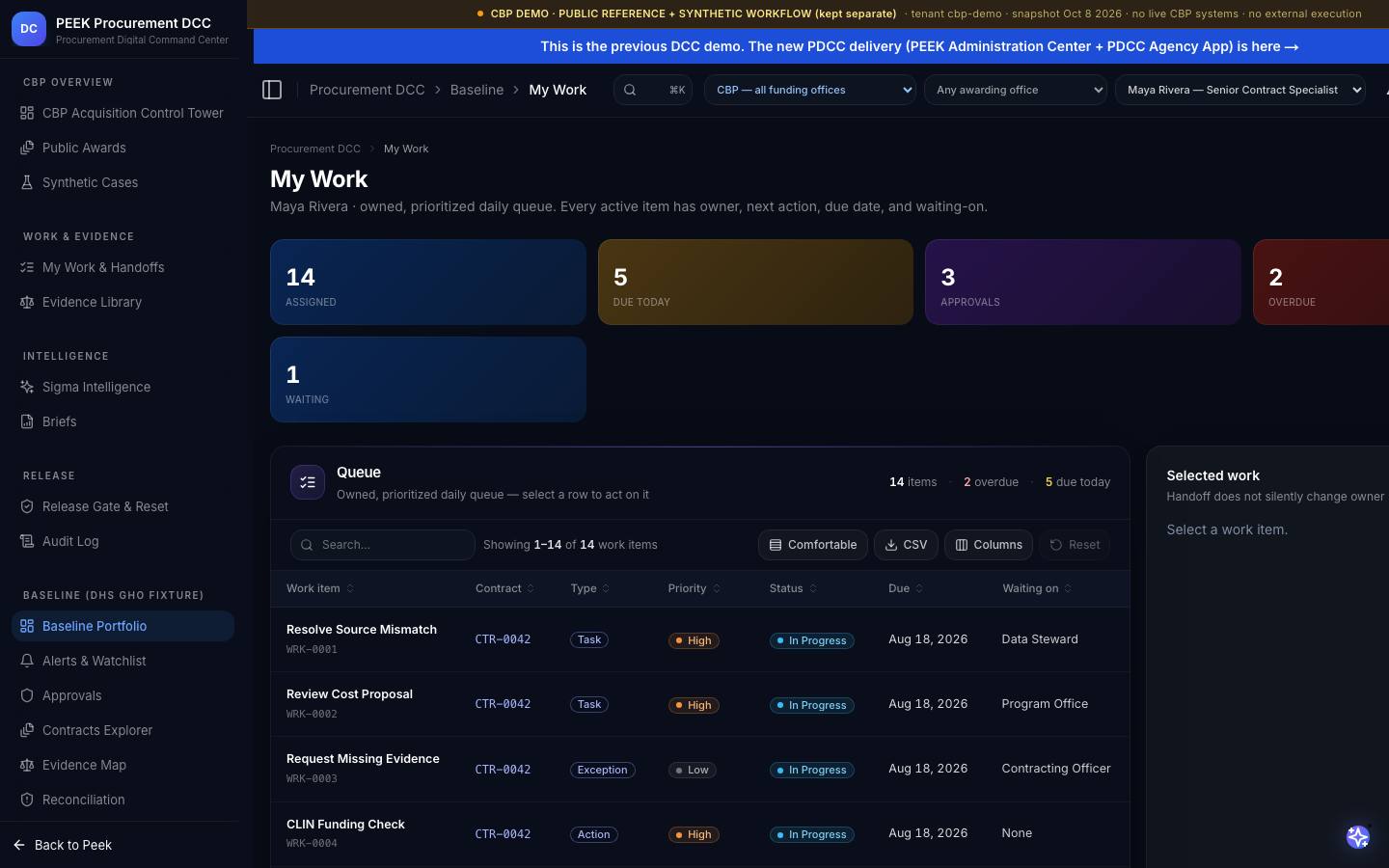 Baseline work, Sigma and reports — /dashboard/dcc/baseline/work