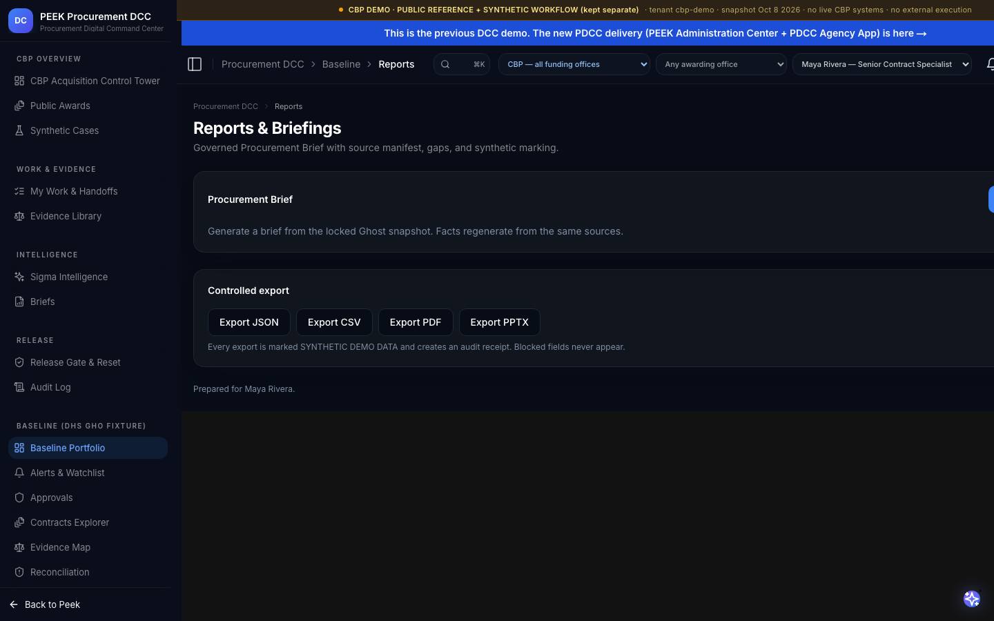 Baseline work, Sigma and reports — /dashboard/dcc/baseline/reports