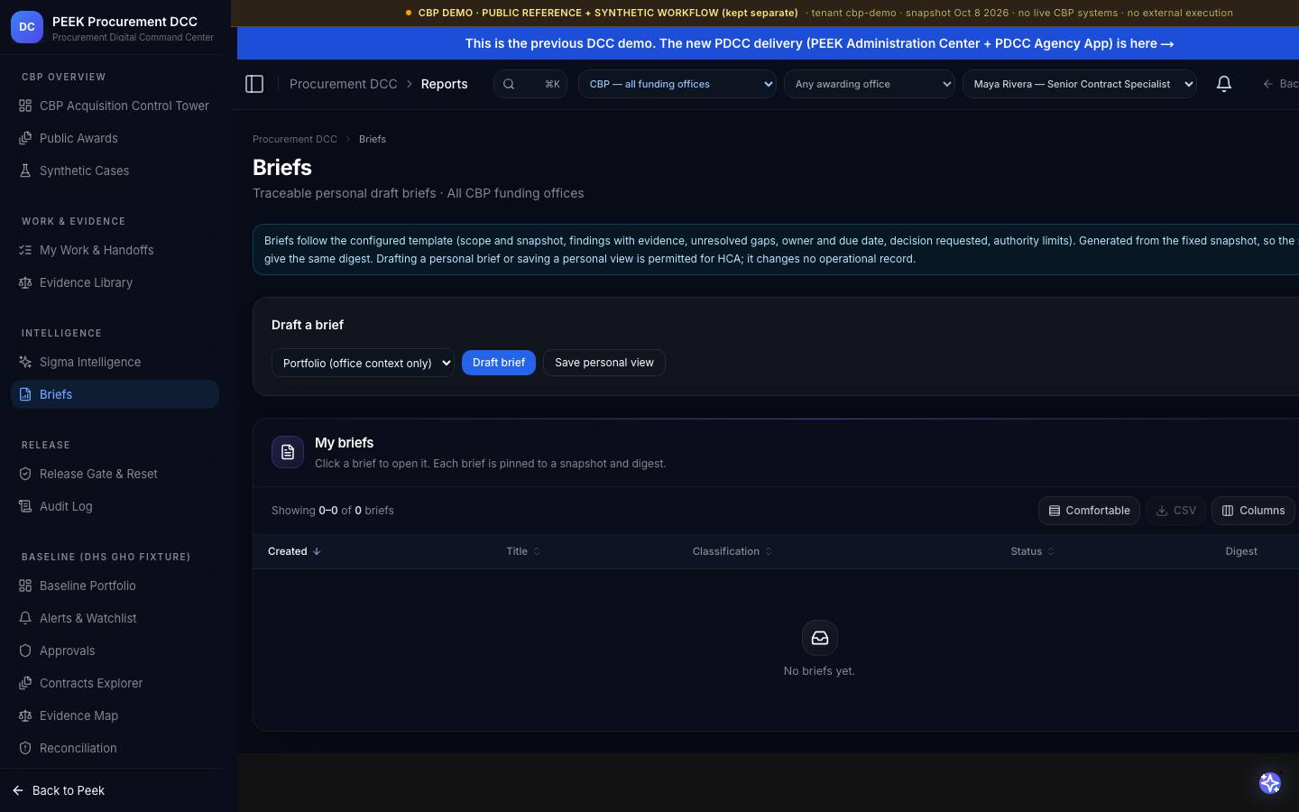 Briefs — /dashboard/dcc/reports