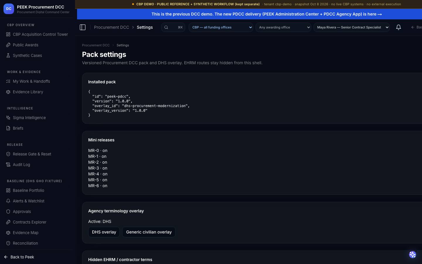 Pack settings — /dashboard/dcc/settings
