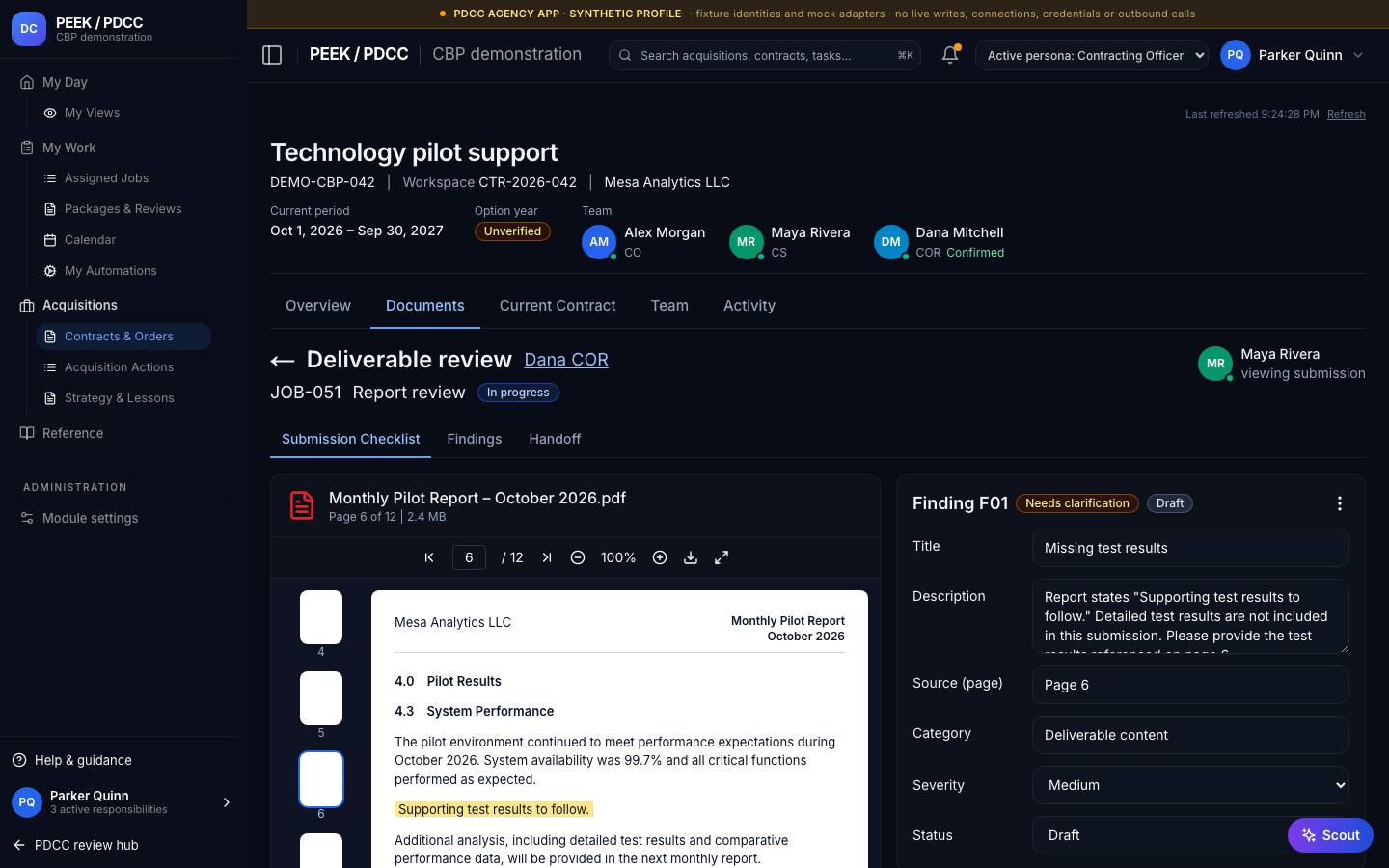 Deliverables and acceptance review — /pdcc/acquisitions/contracts/CT-DEMO-007/acceptance-review