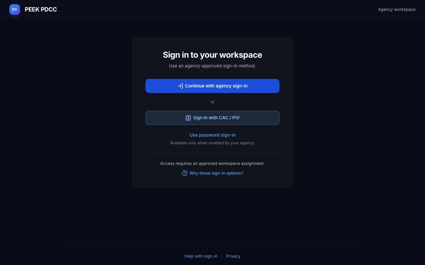 Demonstration personas — /pdcc/signin