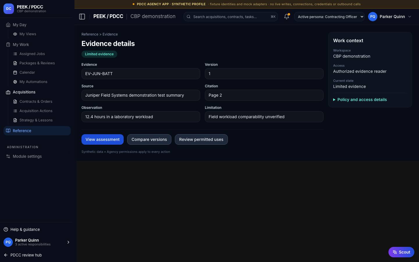 Evidence library and upload — /pdcc/reference/evidence