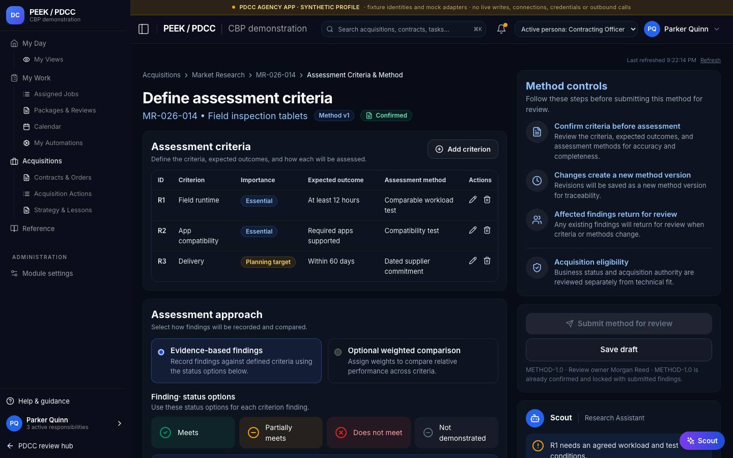 Assessment, adjudication and recommendations — /pdcc/acquisitions/market-research?screen=MR15