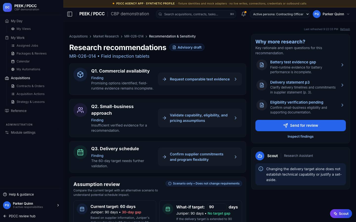 Assessment, adjudication and recommendations — /pdcc/acquisitions/market-research?screen=MR17