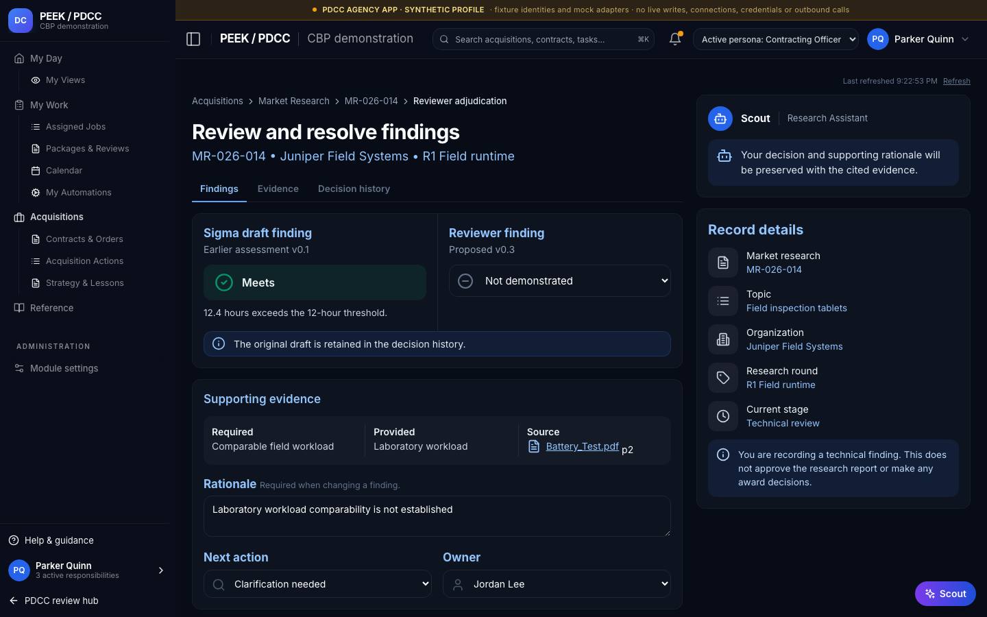 Assessment, adjudication and recommendations — /pdcc/acquisitions/market-research?screen=MR18