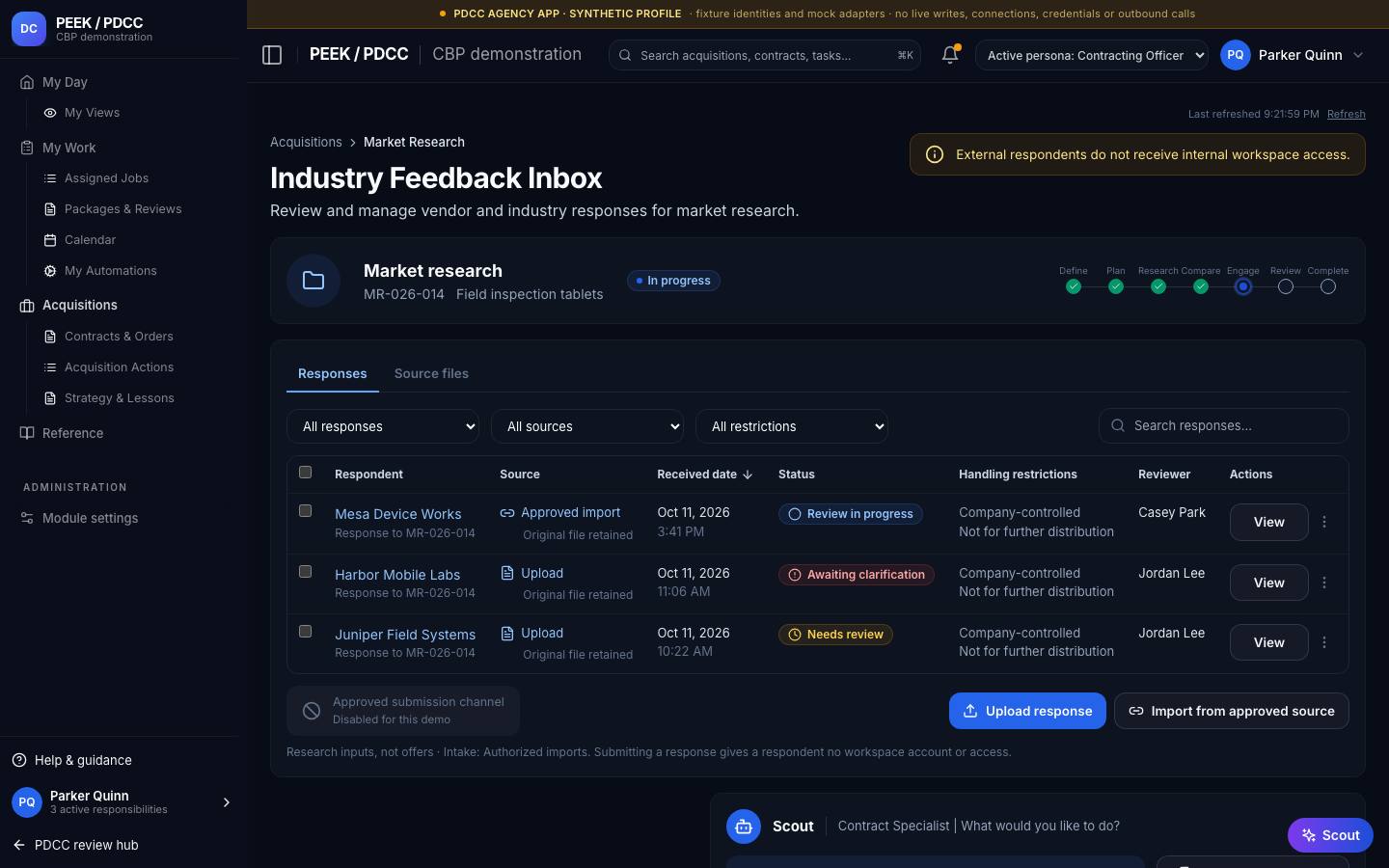 Industry questions and feedback — /pdcc/acquisitions/market-research?screen=MR10