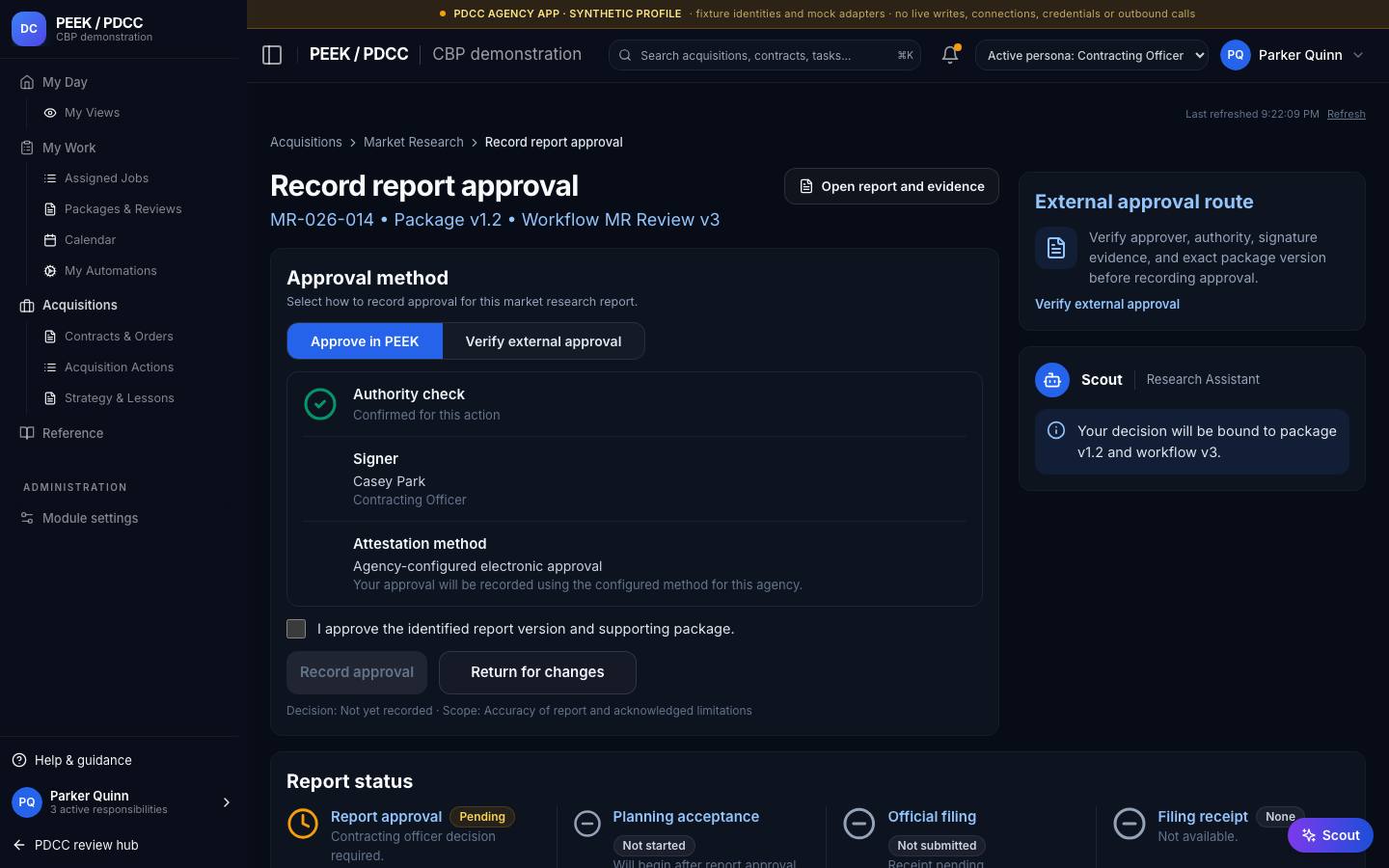 Report, preflight, review and CO decision — /pdcc/acquisitions/market-research?screen=MR14
