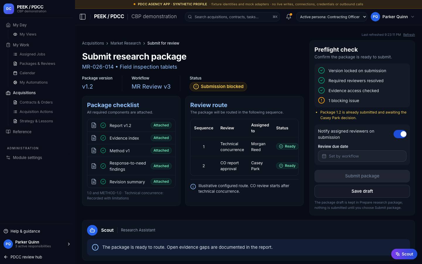 Report, preflight, review and CO decision — /pdcc/acquisitions/market-research?screen=MR19