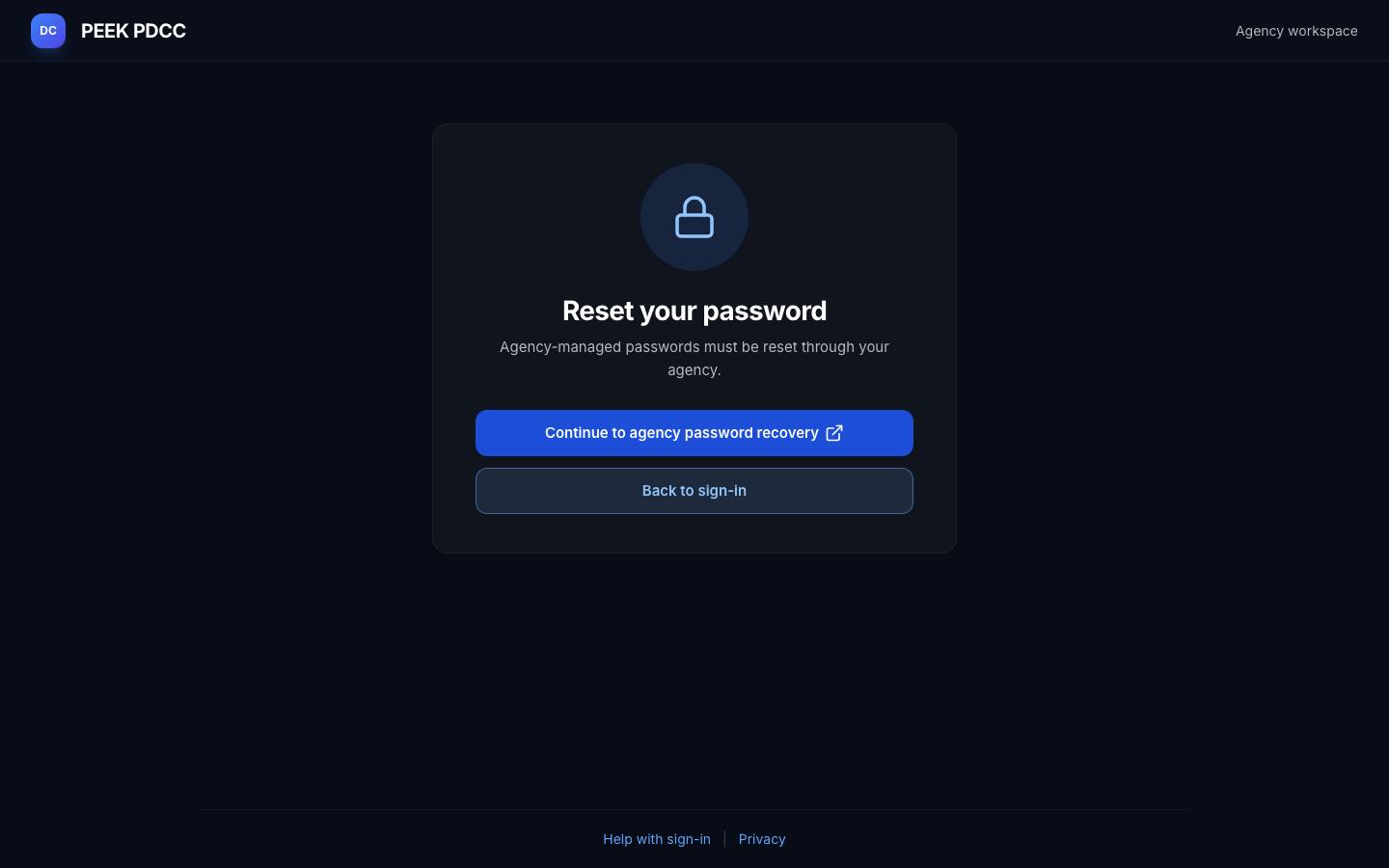 MFA and password recovery — /pdcc/signin?step=AU07