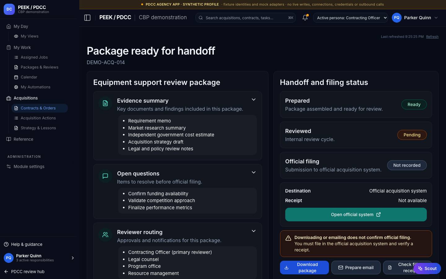 Modifications and document packages — /pdcc/acquisitions/contracts/CT-DEMO-007/handoff