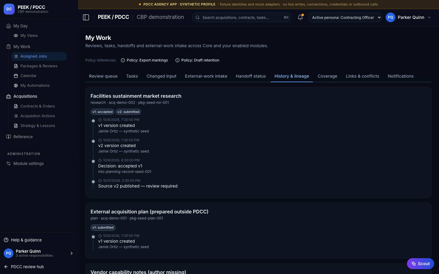My Work — /pdcc/my-work?tab=history