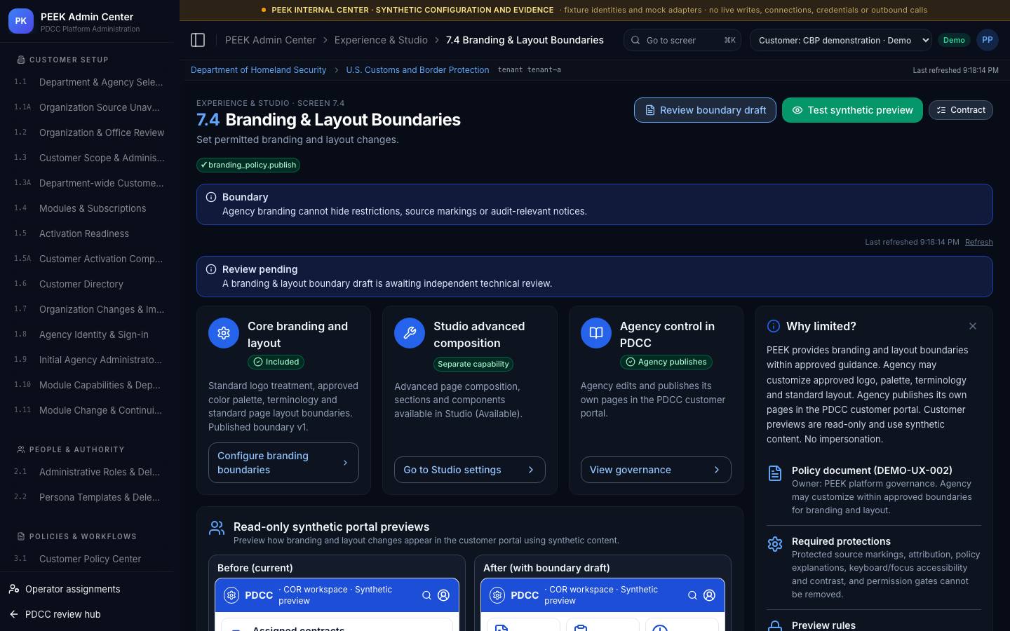 Branding, Studio components and publishing roles — /peek/customers/tenant-a/7-4