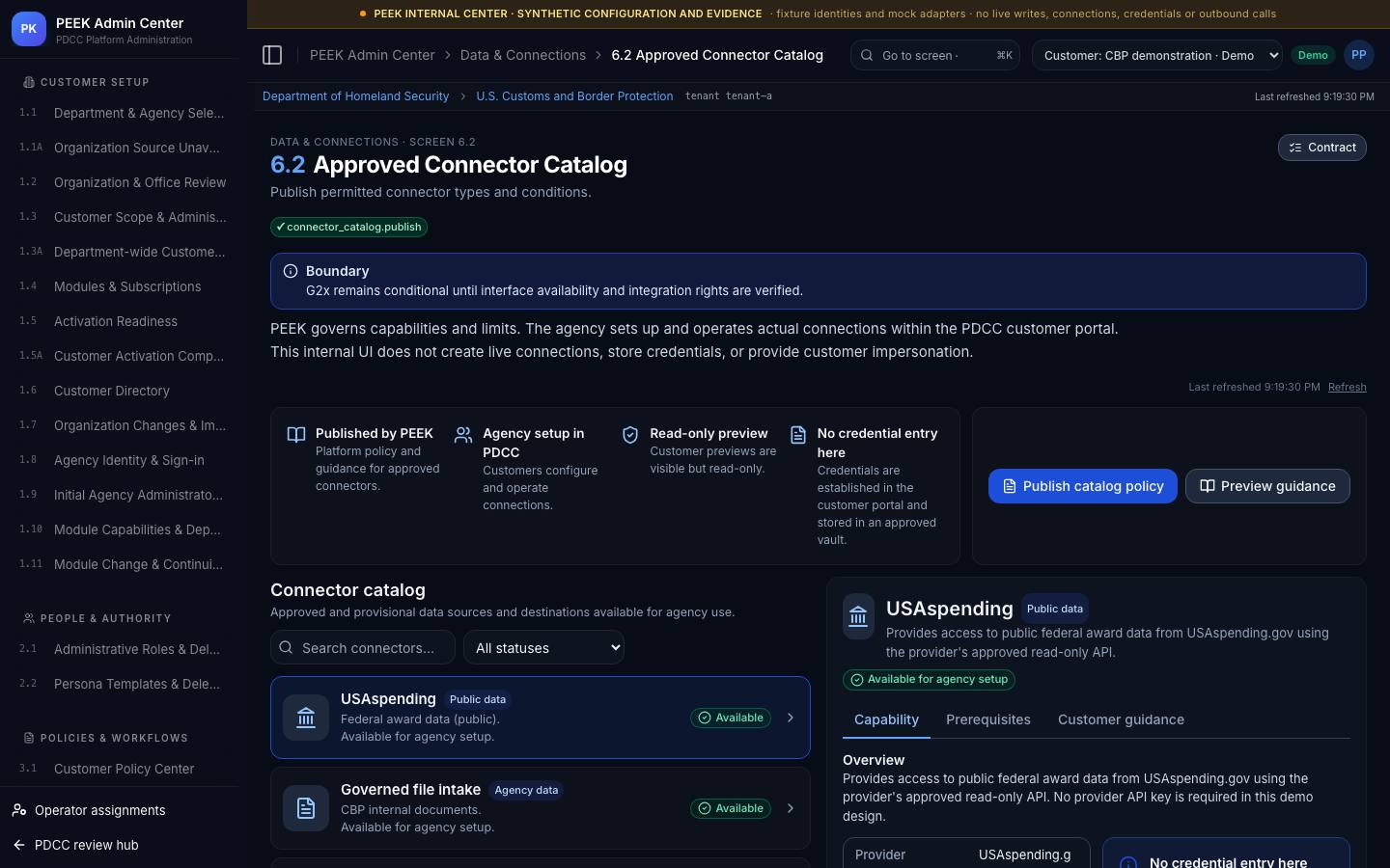 Catalog lifecycle: draft, review, publish — /peek/customers/tenant-a/6-2
