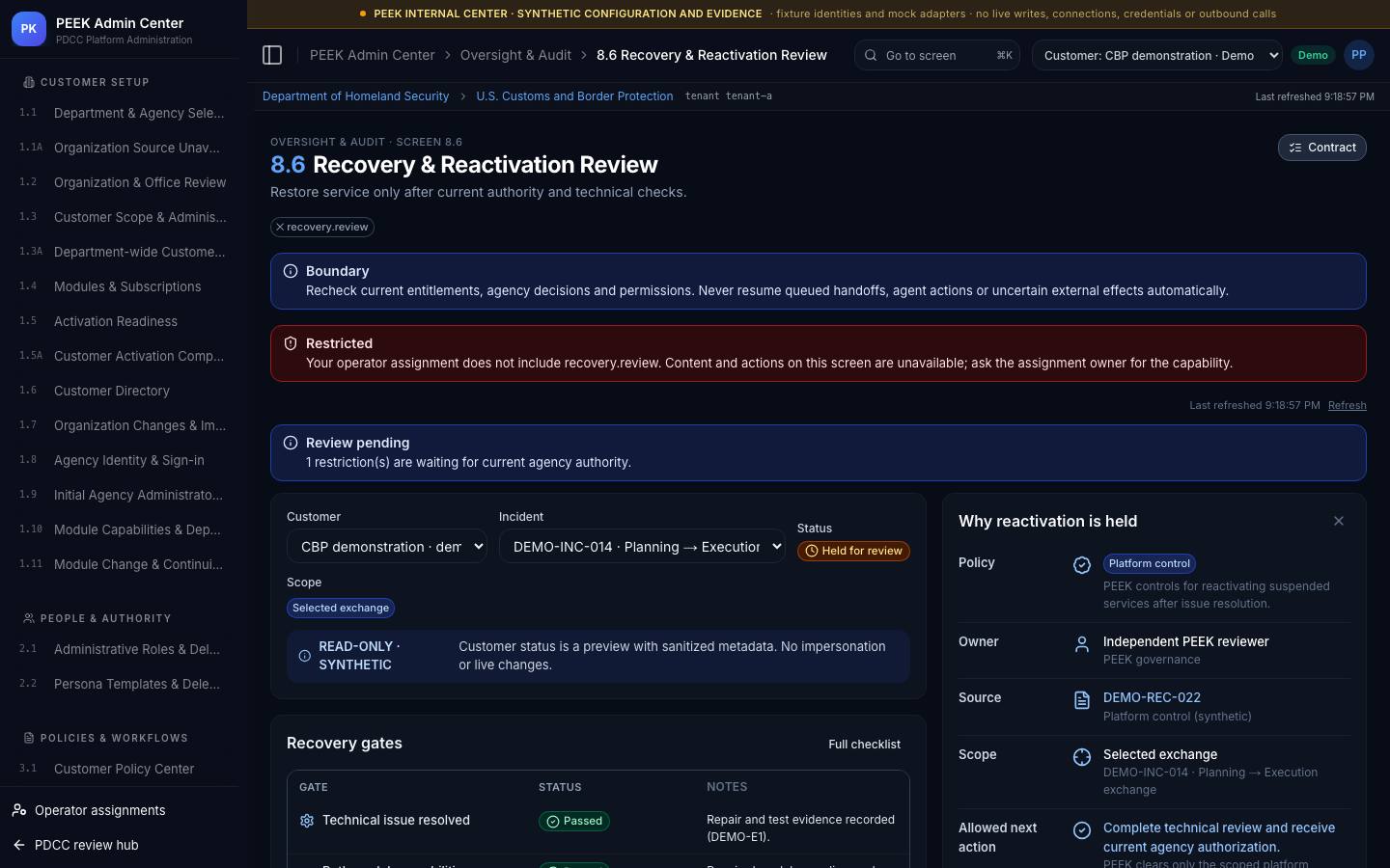 Incidents, containment and recovery — /peek/customers/tenant-a/8-6
