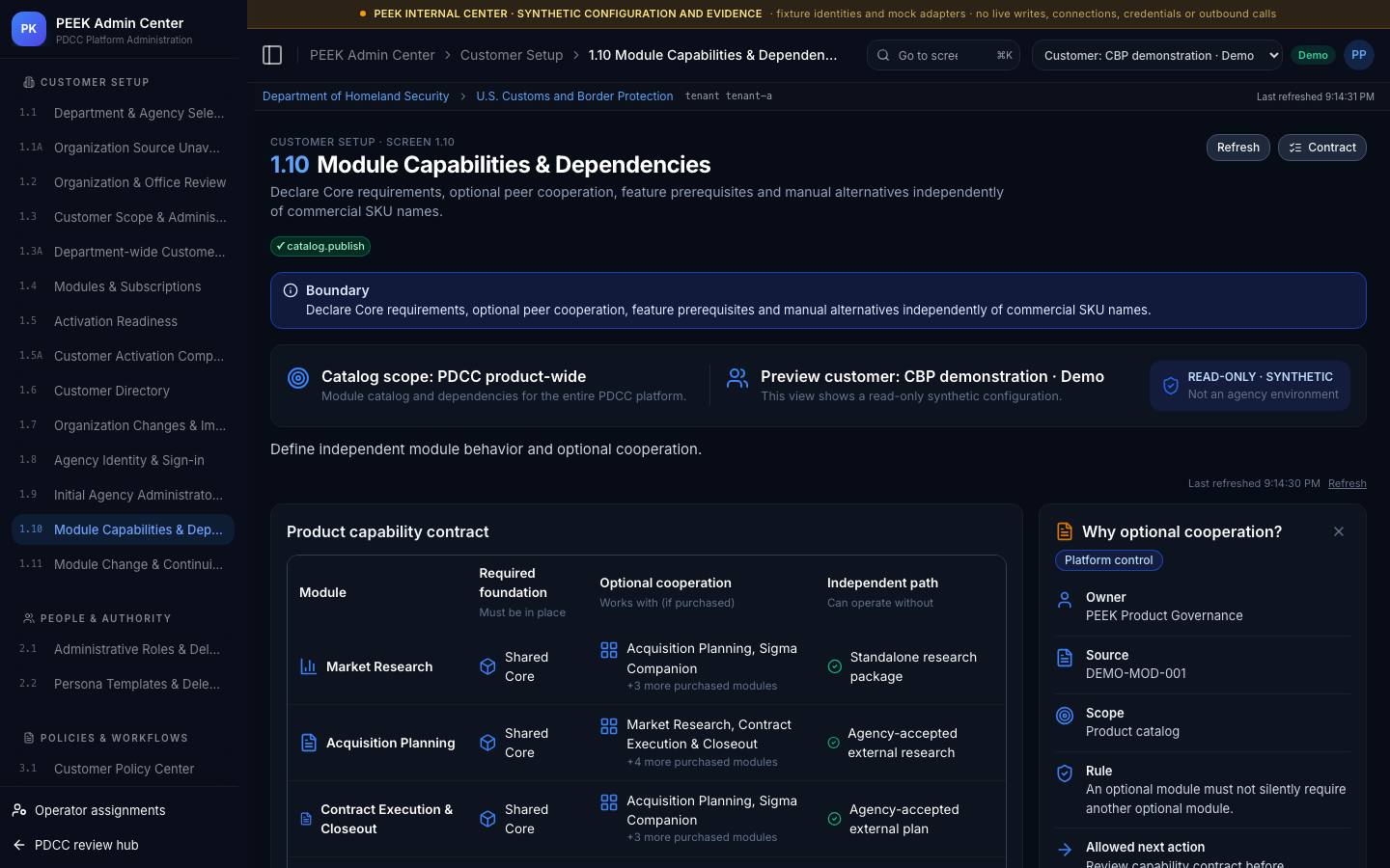 Module capabilities and dependencies — /peek/customers/tenant-a/1-10