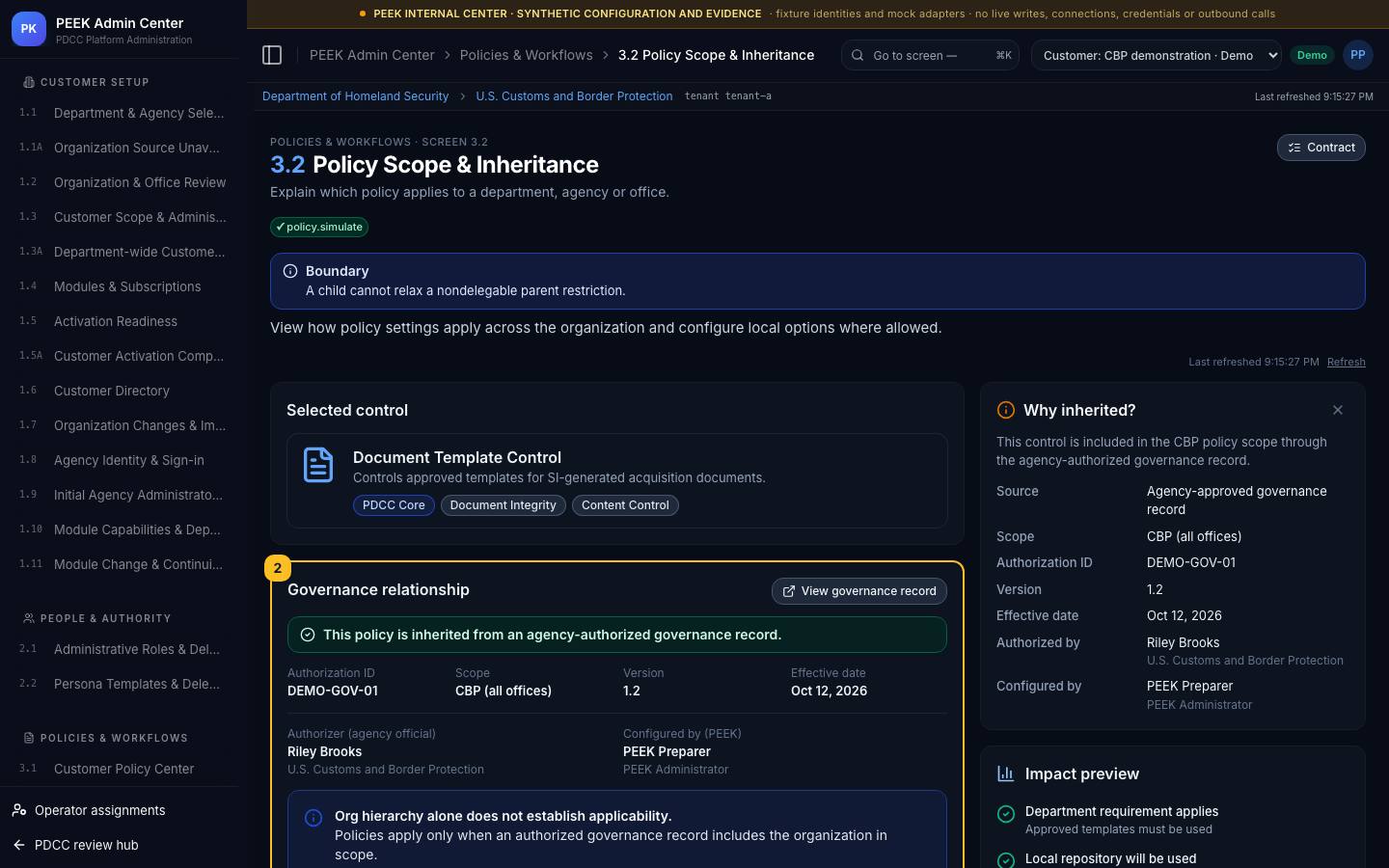 Policy center and inheritance — /peek/customers/tenant-a/3-2