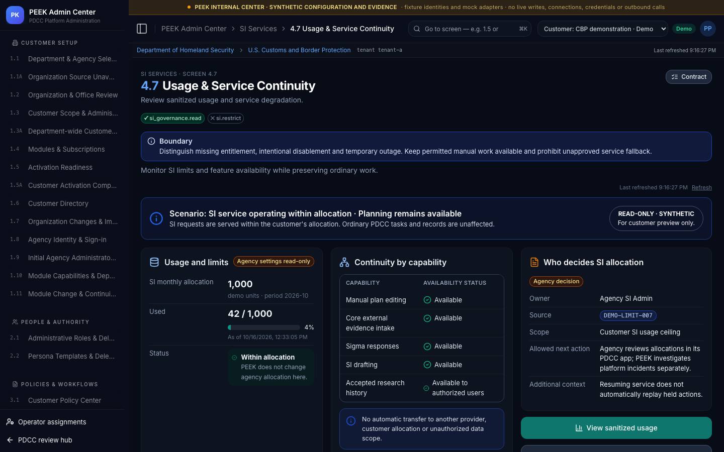 SI services overview and continuity — /peek/customers/tenant-a/4-7