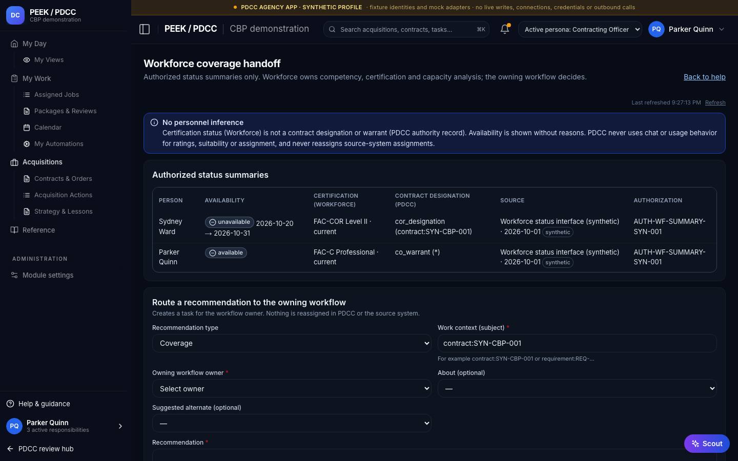 Daily briefs, decisions and workforce handoff — /pdcc/help/workforce