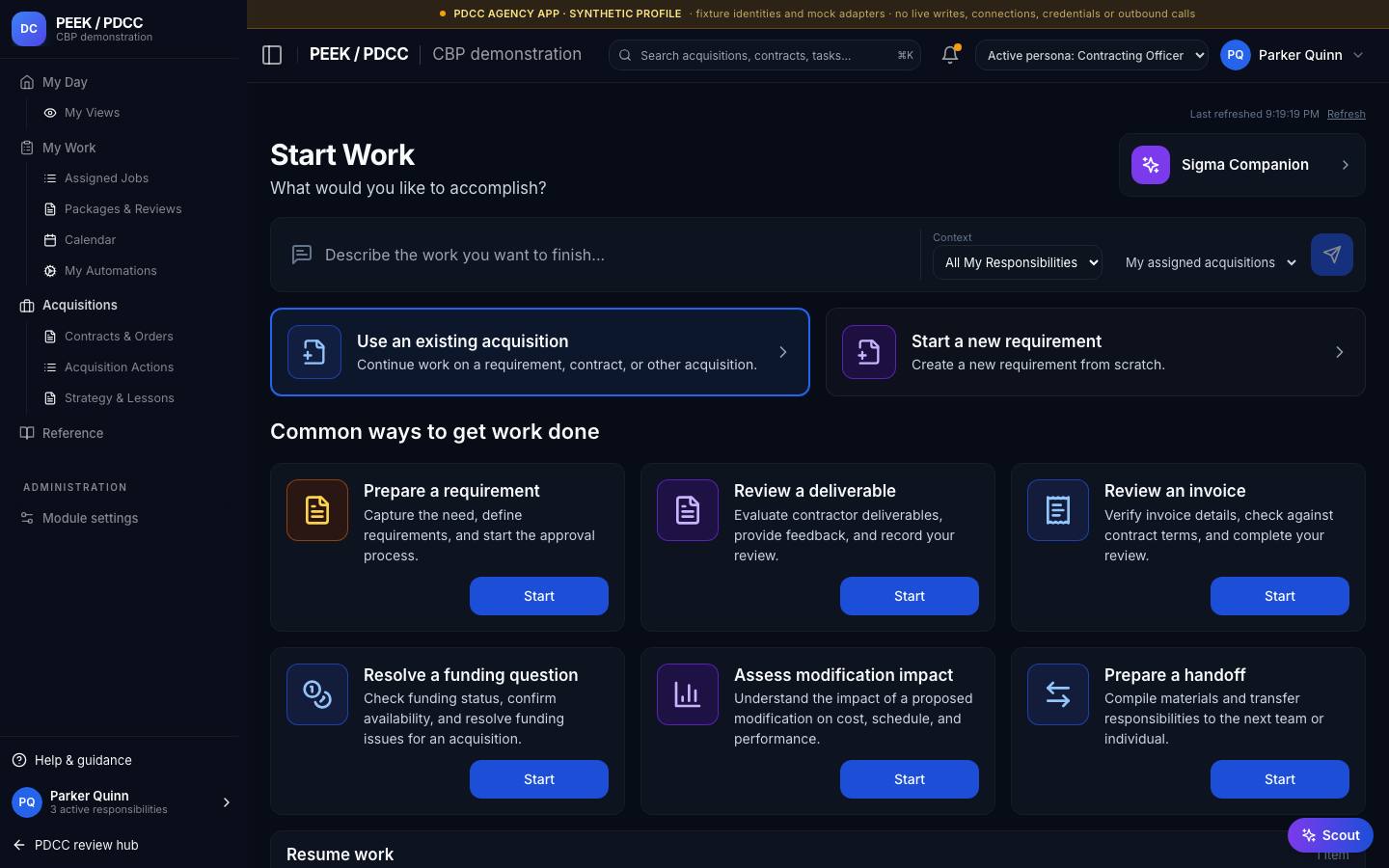 Guided requirement work and procurement handoff — /pdcc/acquisitions/requirements/guided/start