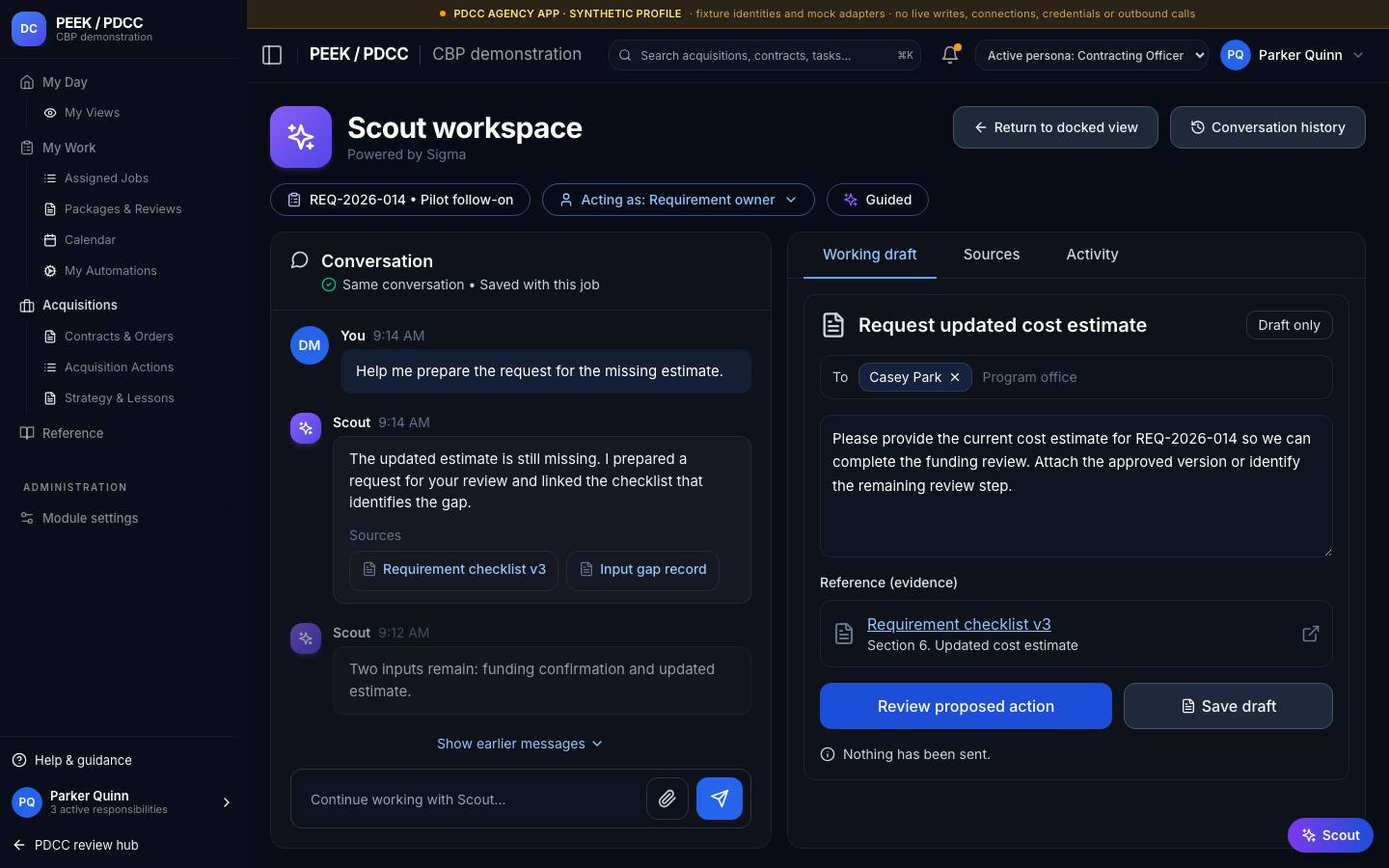 Voice, output concerns and availability — /pdcc/account/scout