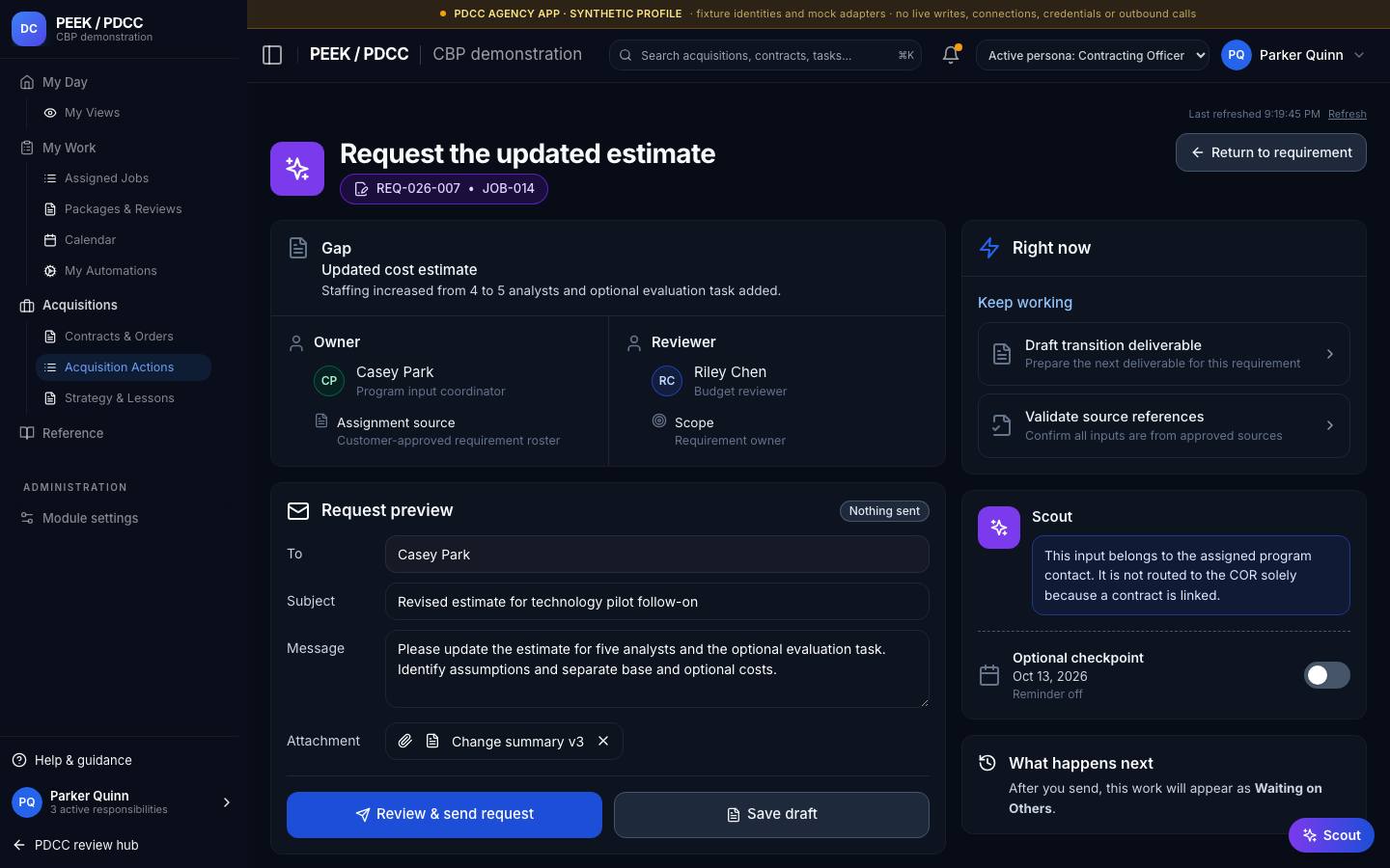SOW, IGCE and cost inputs — /pdcc/acquisitions/actions?screen=AP05