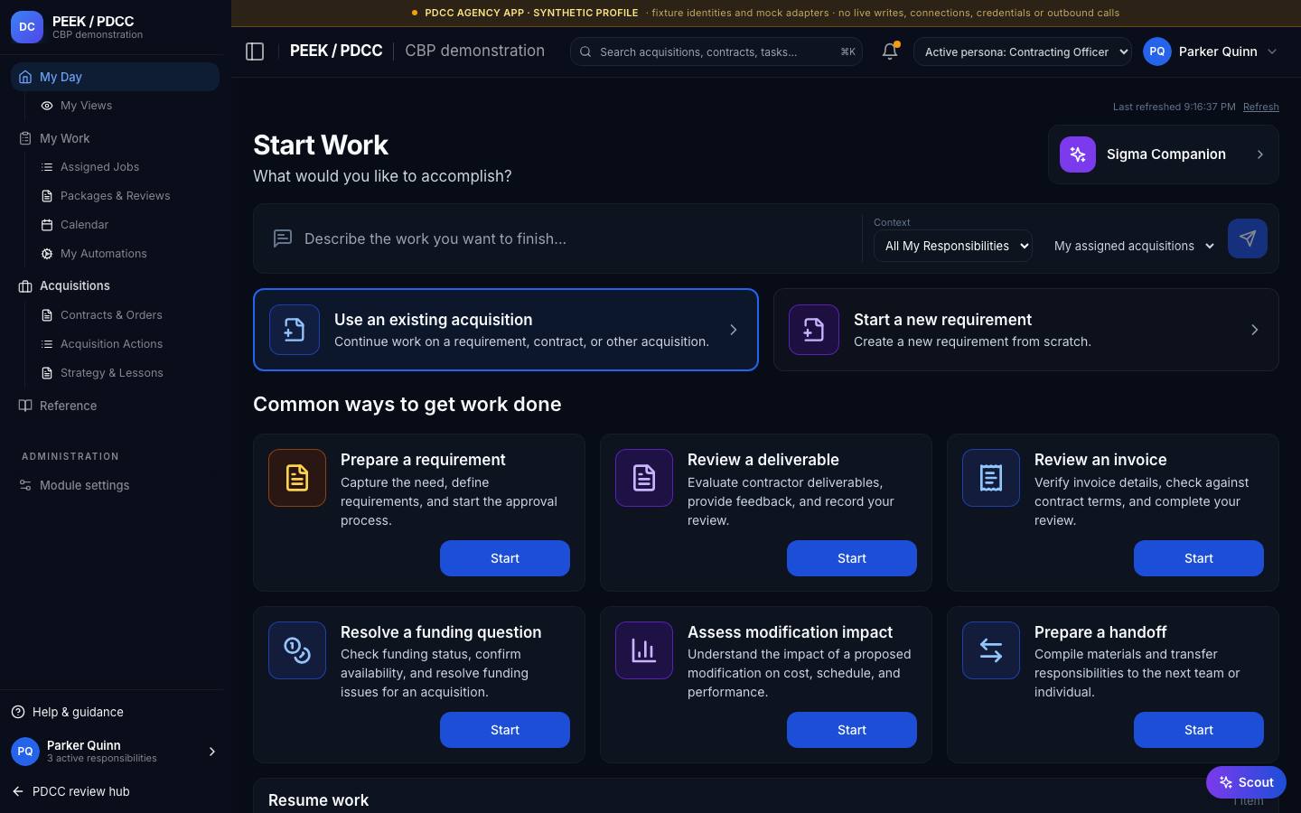 Start Work and guided jobs — /pdcc/my-day/start