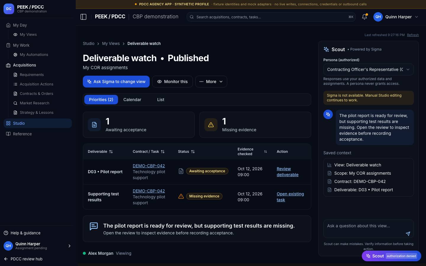 Studio view library — /pdcc/studio/deliverable-watch