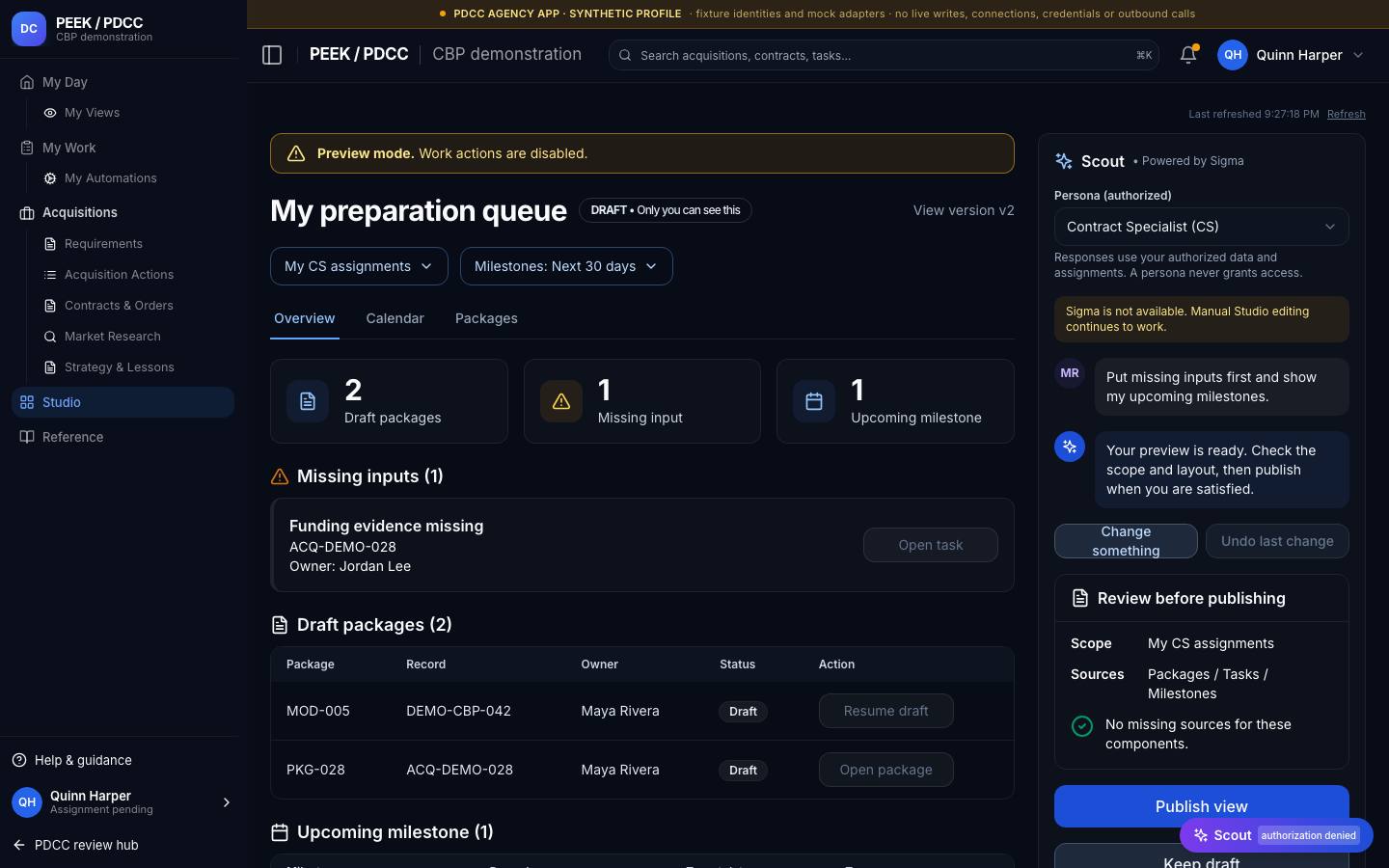 Preview, publish and version history — /pdcc/studio/preview